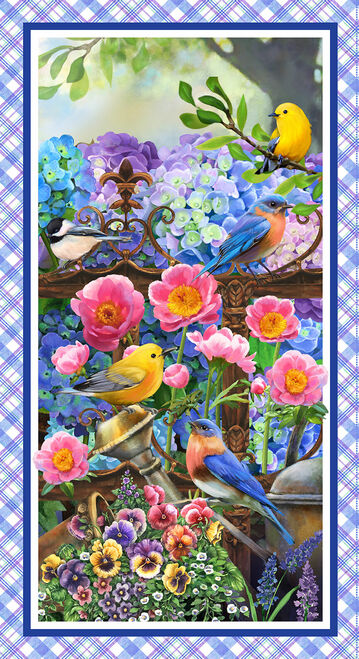 Studio E - Hydrangea Garden - Digital - 24' Panel, Cobalt