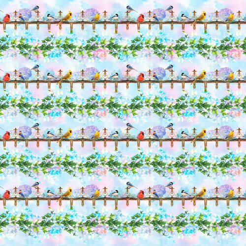 Studio E - Hydrangea Garden - Digital - Border Stripe, Sky Blue