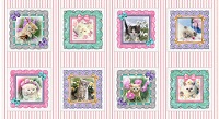 Studio E - Kitty Glitter - 24' Panel of 8, 9'x9' blocks, Pink/Multi
