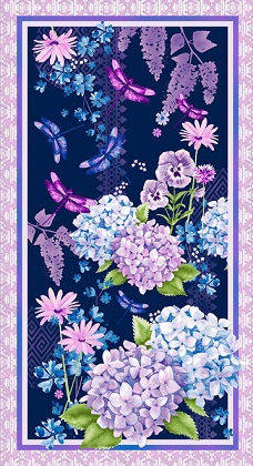 Studio E - Midnight Hydrangea - 24' Hydrangea Panel, Navy