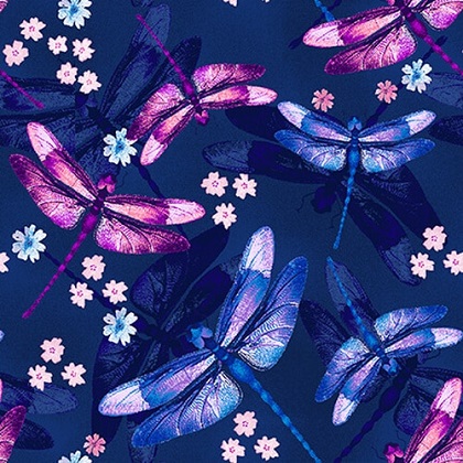 Studio E - Midnight Hydrangea - Dragonfly, Navy