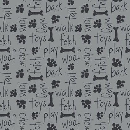 Studio E - Paw-sitively Awesome - Words & Bones Allover, Gray