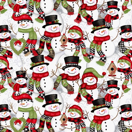 Studio E - Snow Place Like Home Flannel - Packed Snowmen, Multi