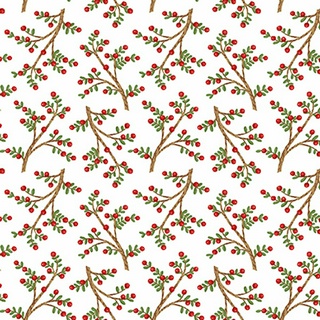 Studio E - Snow Place Like Home Flannel - Tossed Berry Branches, White