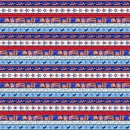 Studio E - Stars & Stripes Forever - Border Stripe, Multi