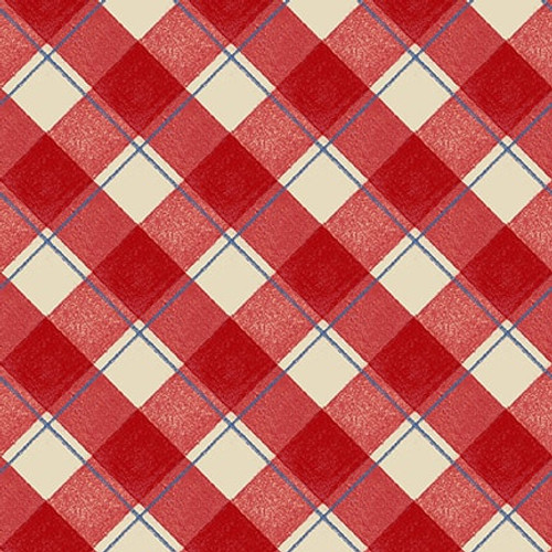 Studio E - The Chicken Club - Diagonal Plaid, Red/Cream