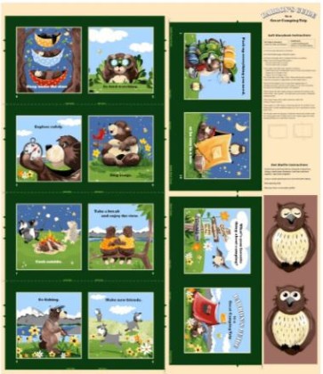 SusyBee - Baron Goes Camping - 36' Storybook Panel, Green