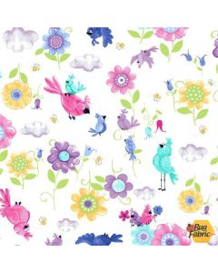 SusyBee - Bird's Buddies - Birds & Flowers, White