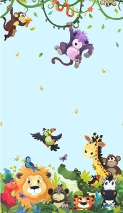 SusyBee - Jungle Friends - Double Border, Light Blue