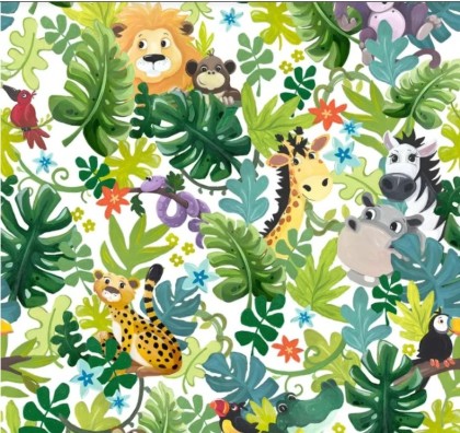 SusyBee - Jungle Friends - Packed Animals, White