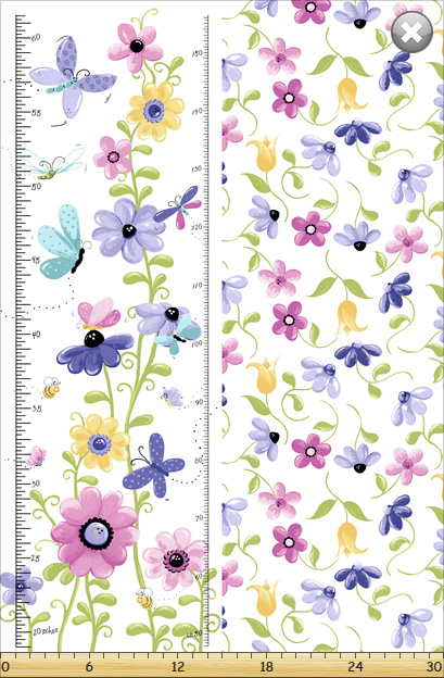 Susybee - Flutter The Butterfly - 30' Growth Chart Panel, Lilac