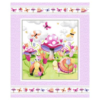 Susybee - Sloane the Snail - 36' Quilt Panel, Light Orchid