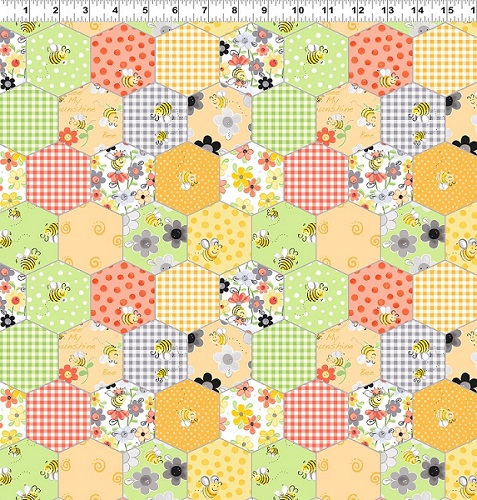 Susybee - Sweet Bees - Honeycomb Patchwork, Yellow