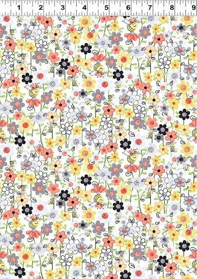 Susybee - Sweet Bees - Mini Floral & Bees, White