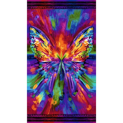 Timeless Treasures - Awaken - 24' Abstract Butterfly Panel, Bright