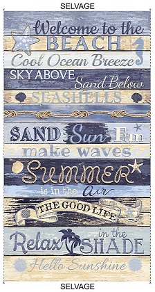 Timeless Treasures - Beach - 24 ' Welcome to The Beach Panel, Multi