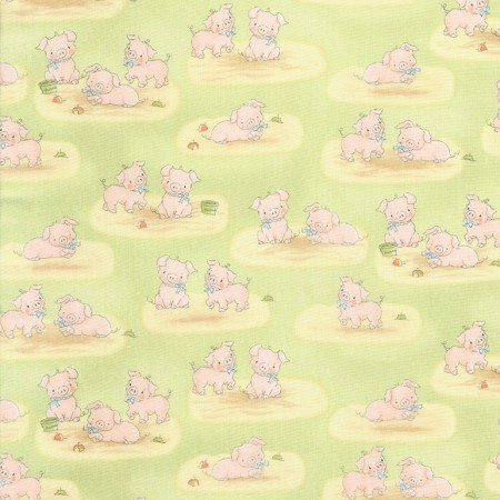 Timeless Treasures - Bunnies - Pigs, Green