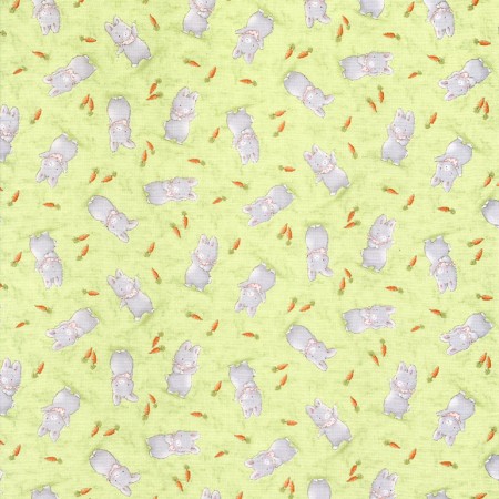 Timeless Treasures - Bunnies - Small Gray Bunnies, Green
