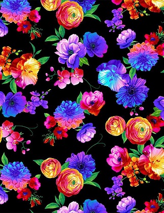 Timeless Treasures - Butterfly Magic - Bright Florals, Multi