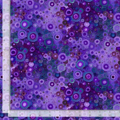Timeless Treasures - Calico Cat - Painted Circle Geo, Lavender