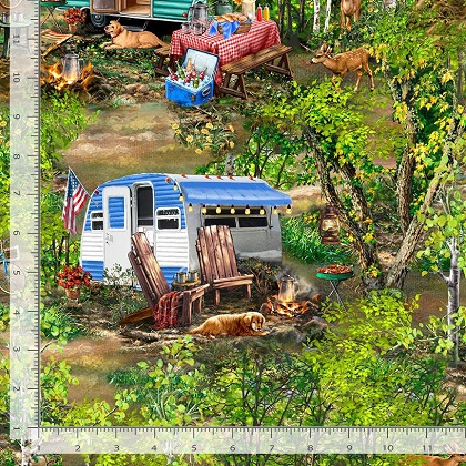 Timeless Treasures - Camp Life - Forest Camping Trails Scenic, Multi