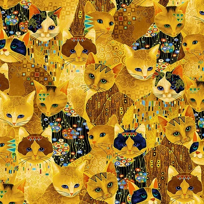 Timeless Treasures - Cleo - Bejeweled Cats, Gold