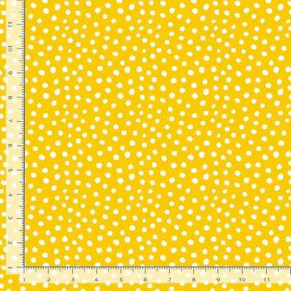 Timeless Treasures - DOT - Irregular Dots, White Dots on Yellow