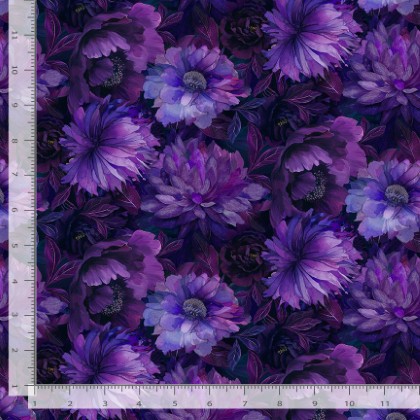 Timeless Treasures -  Dragonfly Mist - Large Floral, Violet