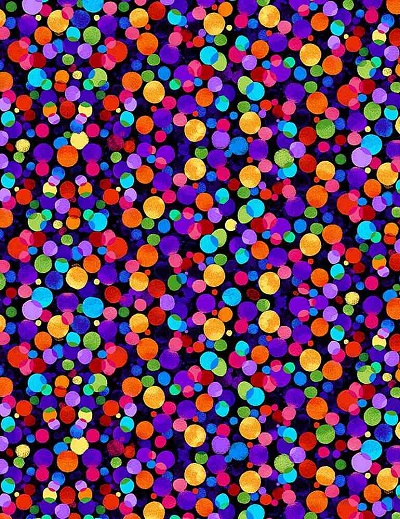 Timeless Treasures - FUN - Floating Rainbow Dots, Multi