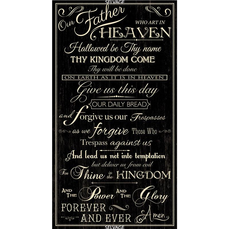 Timeless Treasures - Faith - 24' The Lord's Prayer Panel, Black