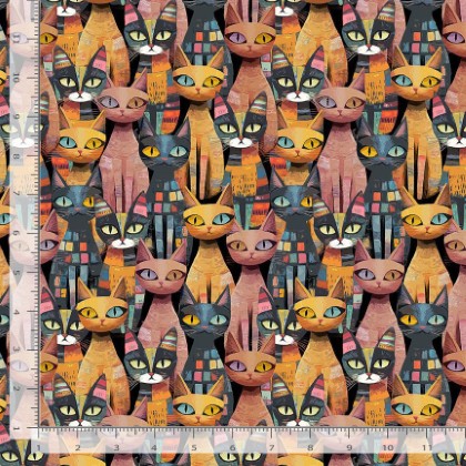 Timeless Treasures - Feline Folk - Packed Cats, Multi
