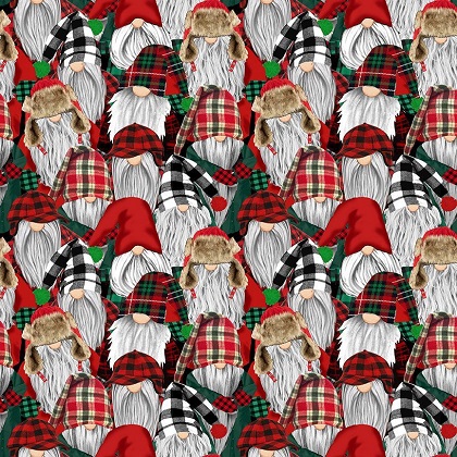 Timeless Treasures - Gnome For The Holidays - Packed Lumberjack Gnomes, Multi
