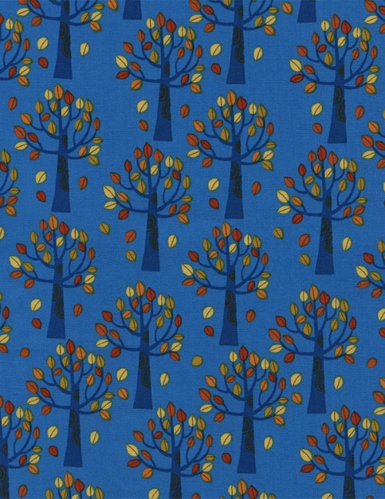Timeless Treasures - Harvest - (FUN) - Autumn Trees, Blue