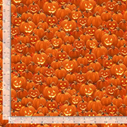 Timeless Treasures - Harvest - Packed Jack O' Lantern, Orange