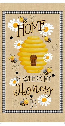 Timeless Treasures - Home is Where My Honey Is - 24' Panel, Beige