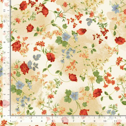 Timeless Treasures - Imperial Bloom - Floral Vines, Cream