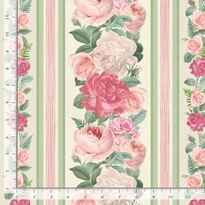 Timeless Treasures - Jardin - 11' Rose Stripe, Cream