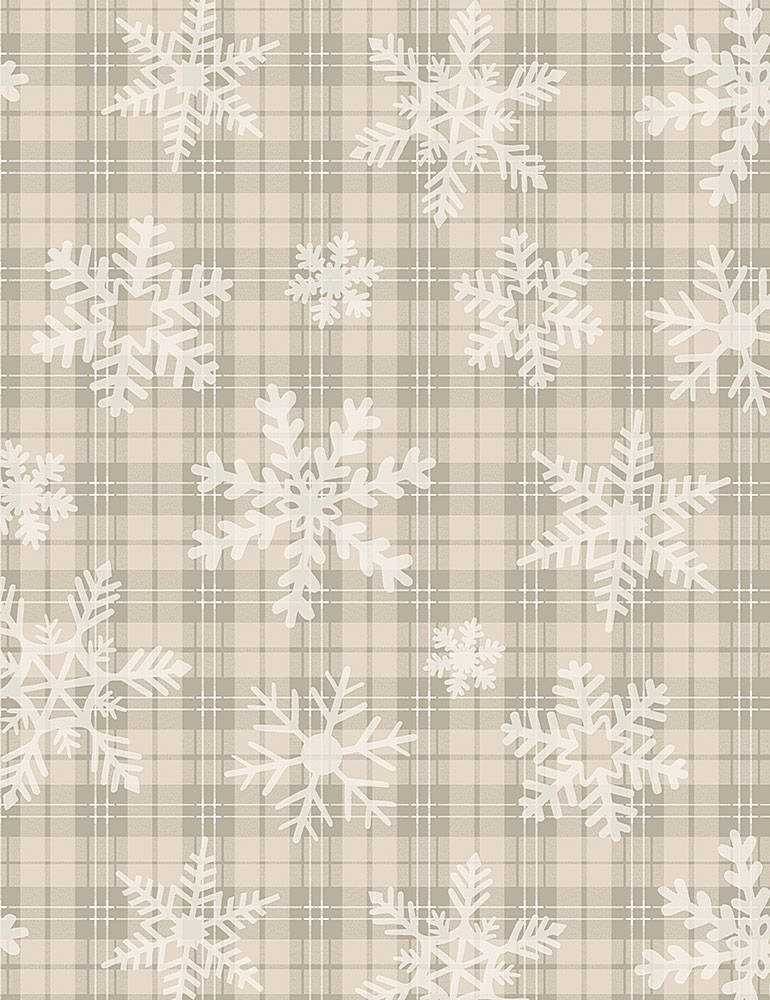 Timeless Treasures - Let It Snow - Snowflakes on Plaid, Natural