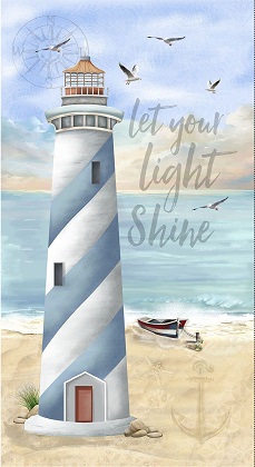 Timeless Treasures - Let Your Light Shine - 24' Lighthouse Panel, Multi