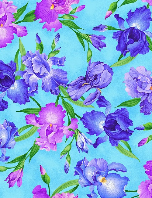 Timeless Treasures - Meadow - All Over Iris, Blue