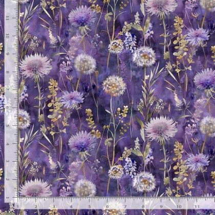Timeless Treasures - Mystic Meadow - Night Floral Field, Iris