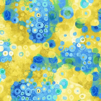 Timeless Treasures - Poppy Serenade - Geo Dot Collage, Gold