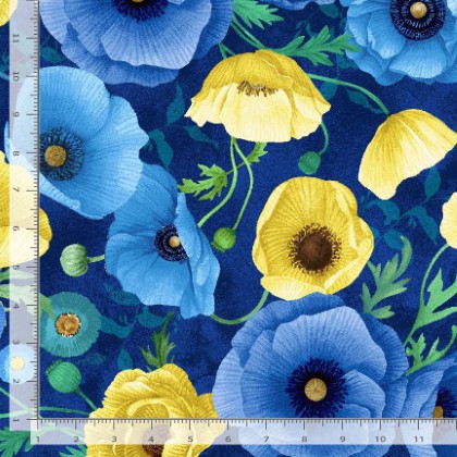 Timeless Treasures - Poppy Serenade - Poppy Focal, Navy