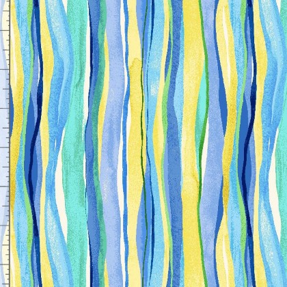 Timeless Treasures - Poppy Serenade - Watercolor Stripe, Multi