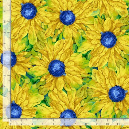 Timeless Treasures - Provence - Packed Sunflowers, Yellow