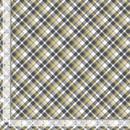 Timeless Treasures - Silver & Gold - Holiday Plaid, Grey