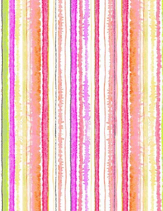 Timeless Treasures - Spring Song - Watercolor Stripes, Pink