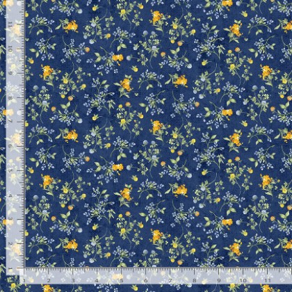 Timeless Treasures - Sunflower Farm - Tiny Floral, Navy