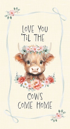 Timeless Treasures - Til The Cows Come Home - 24' Panel, Cream