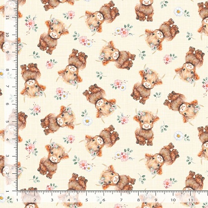 Timeless Treasures - Til The Cows Come Home - Highland Cows & Floral, Multi